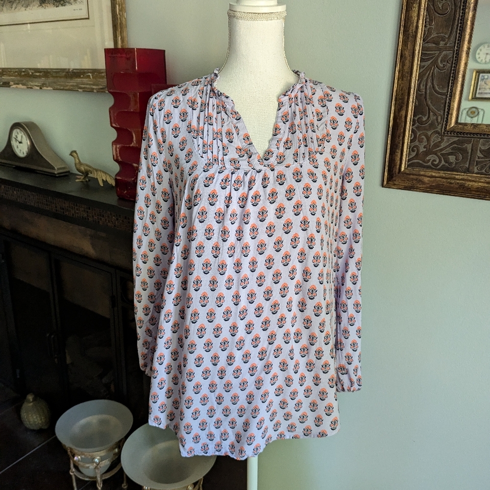Matilda Jane Wms Medium Delicate Topiary Top Medium Lavender Coral 3/4Sleeve 136